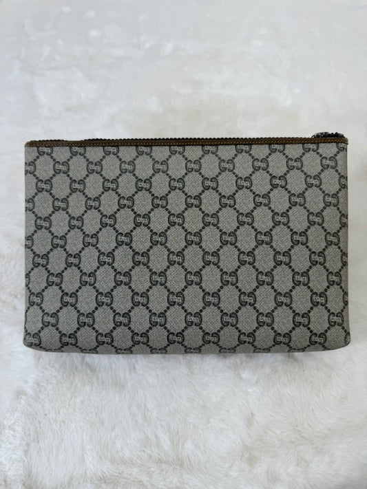 Gucci Cream and Brown Cosmetic Bag with Iconic Monogram