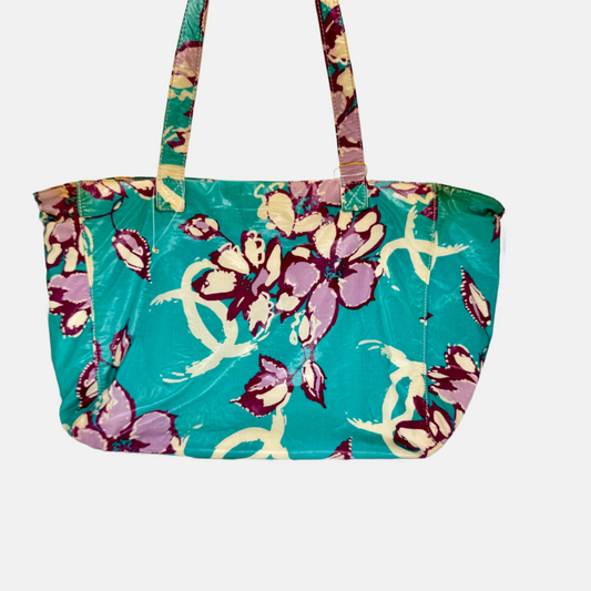 Chanel Green Floral CC Logo Tote