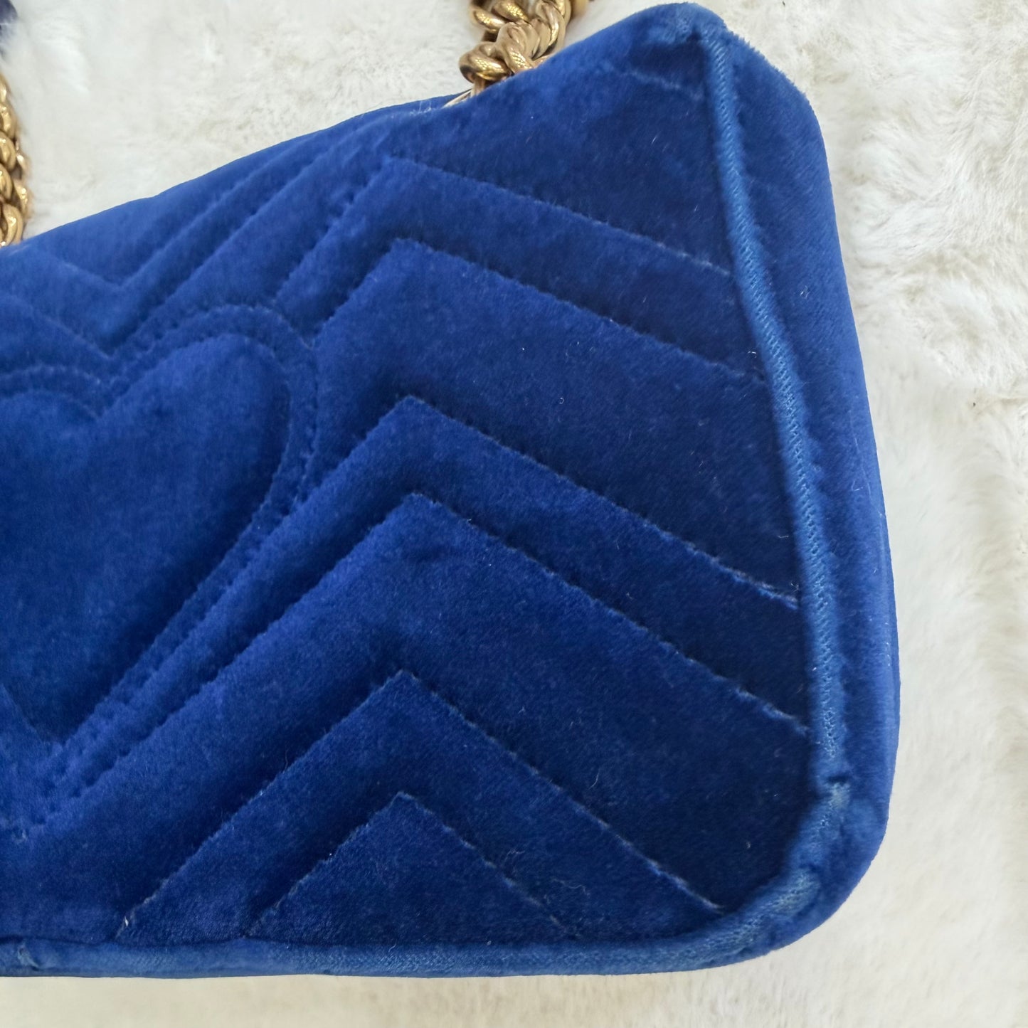 GUCCI Blue Marmont Quilted Crossbody/Shoulder Bag
