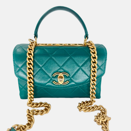 CHANEL Green Spirit Top Handle Crossbody Bag