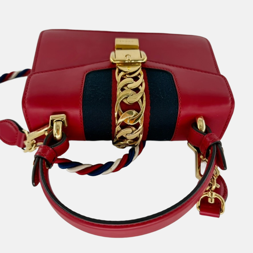 Gucci Sylvie Red Shoulder Bag Leather Small