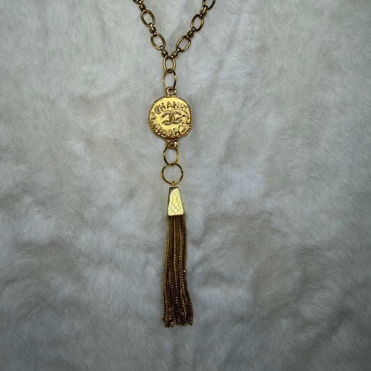 CHANEL gold upcycle tassel necklace