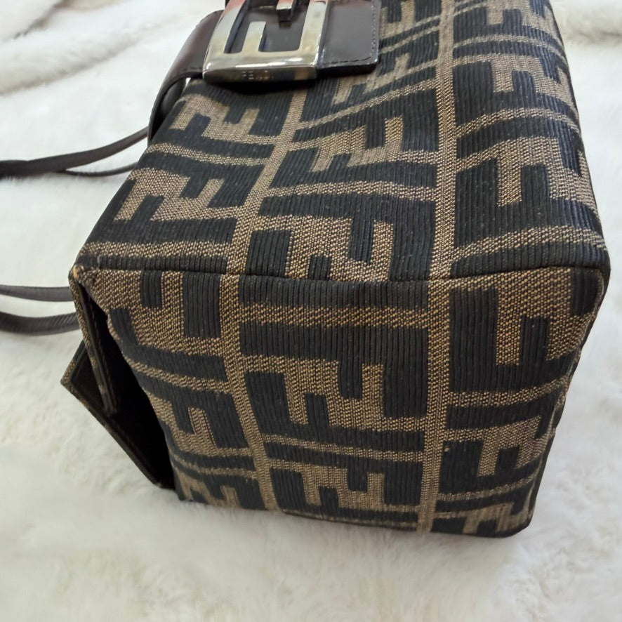 Fendi Brown FF Zucca Bento Box Shoulder Bag