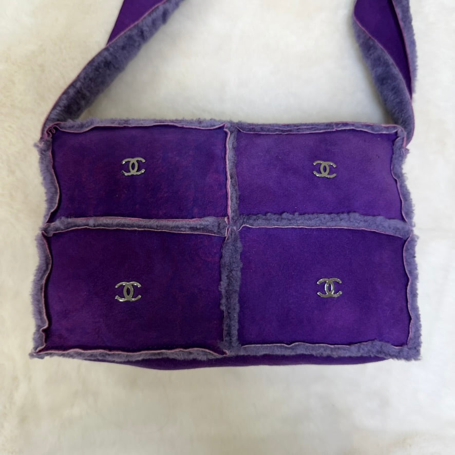 CHANEL Purple mouton shoulder/ crossbody bag