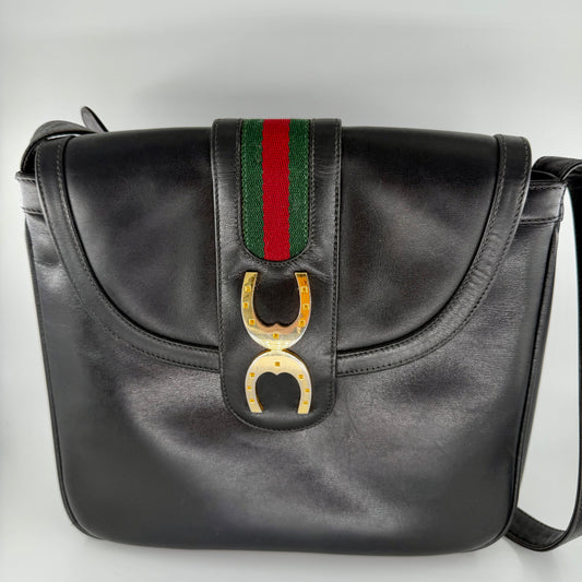 Gucci Black Vintage Sherry line Shoulder Bag