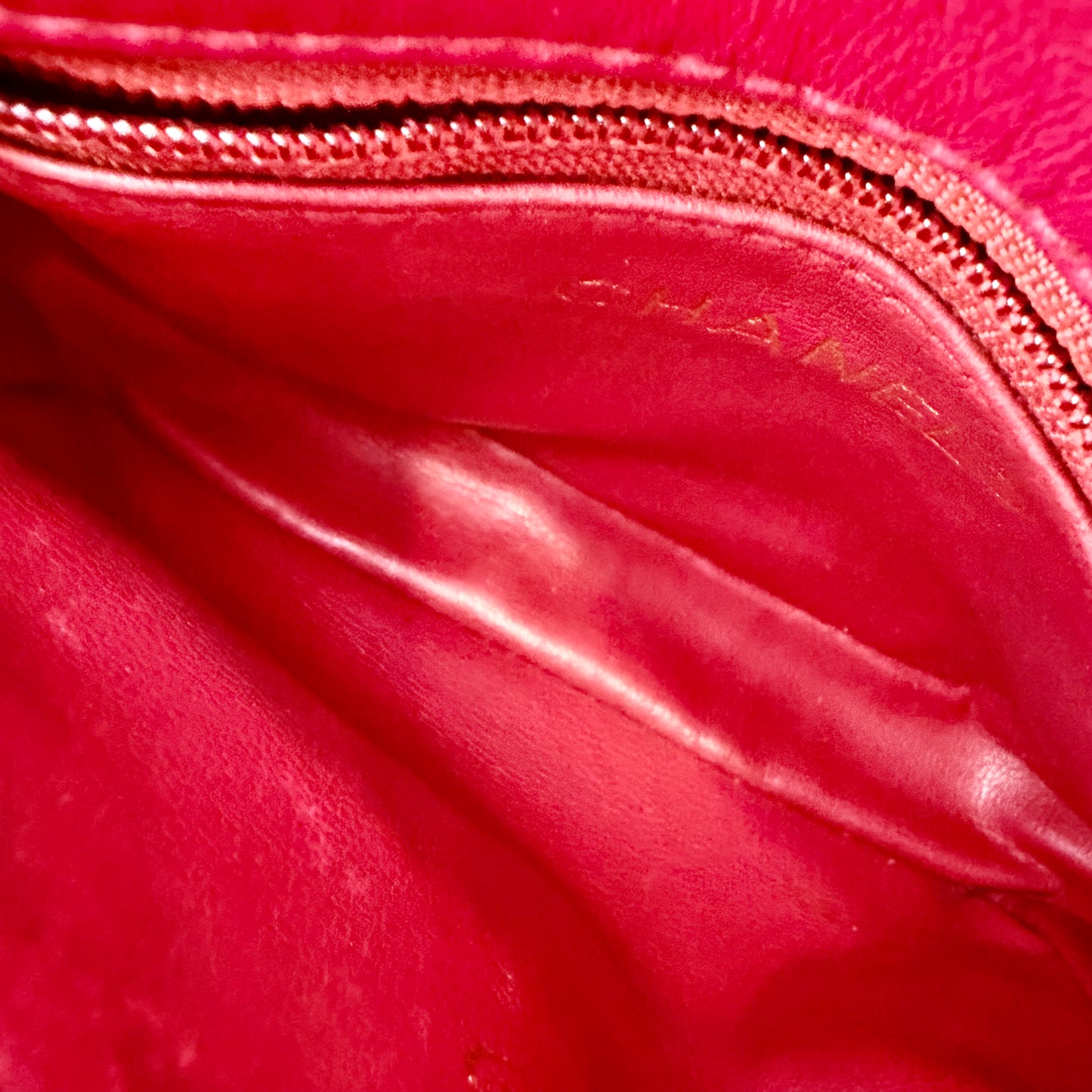 Chanel Red Lambskin Matelasse Waist Pouch Bag
