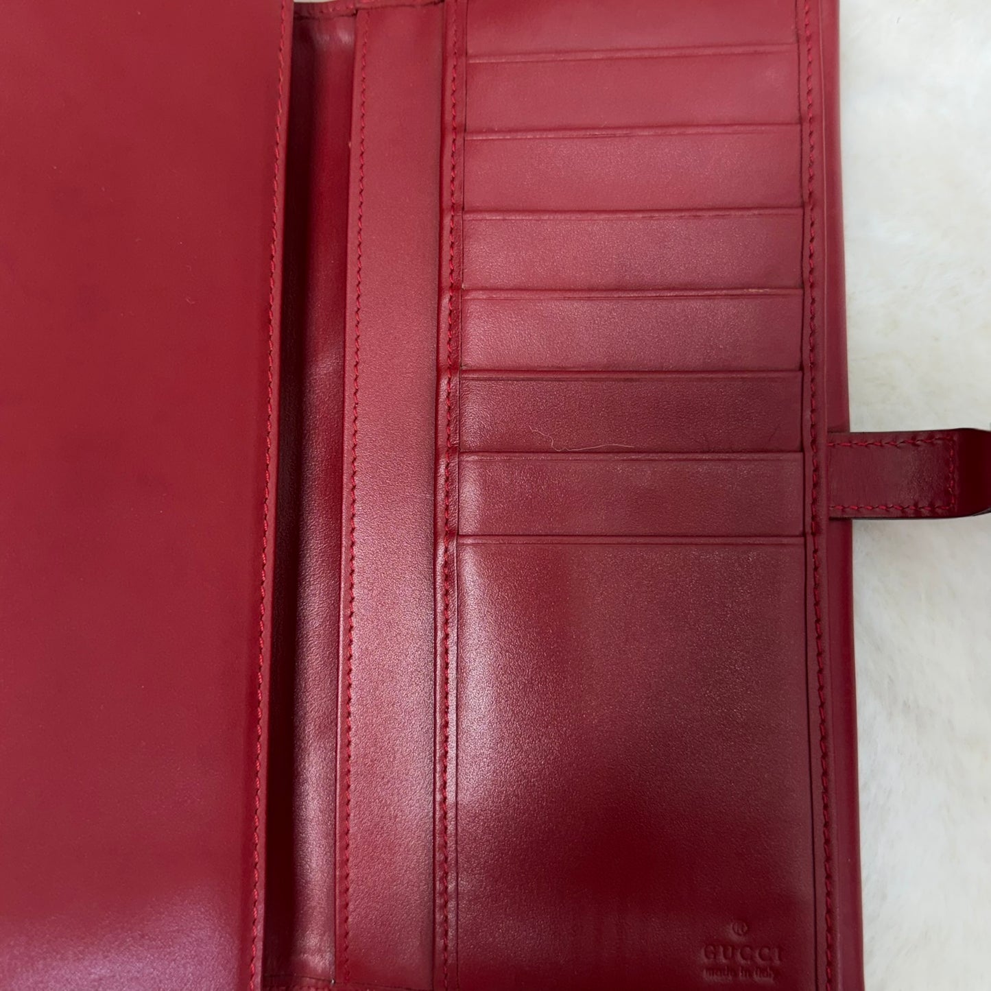 Gucci GG Monogram Red Jackie Vintage Long Wallet