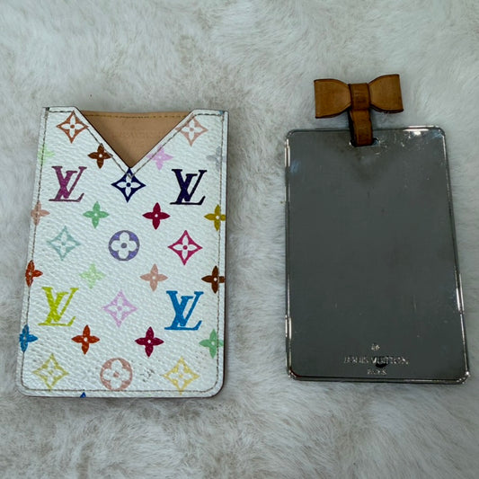 Louis Vuitton White Murakami Monogram Card Holder and Mirror
