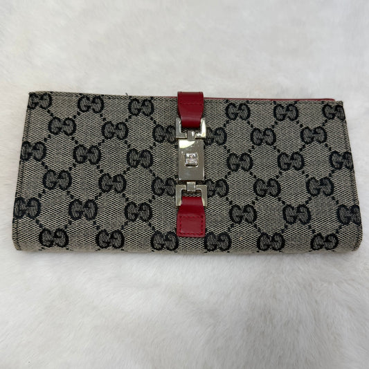Gucci GG Monogram Red Jackie Vintage Long Wallet