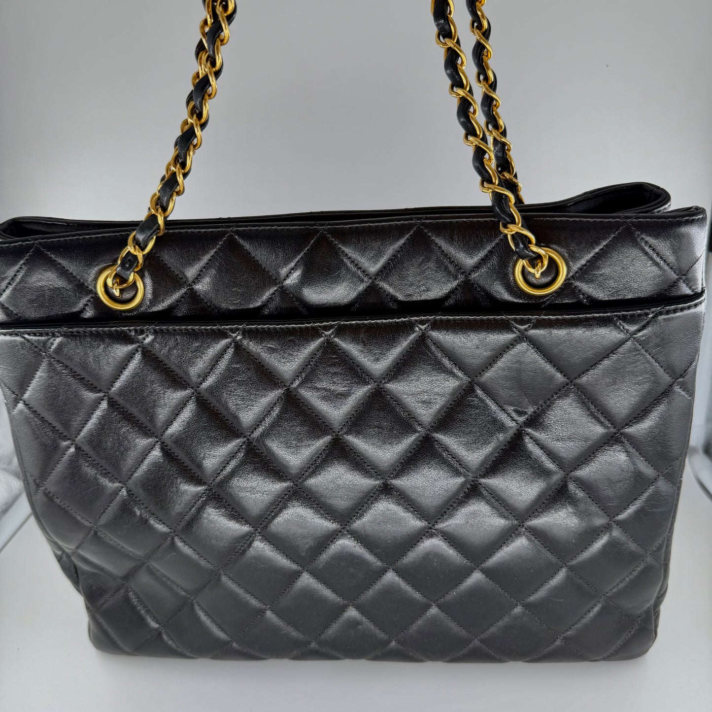 Chanel Black Matelasse Lambskin Tote