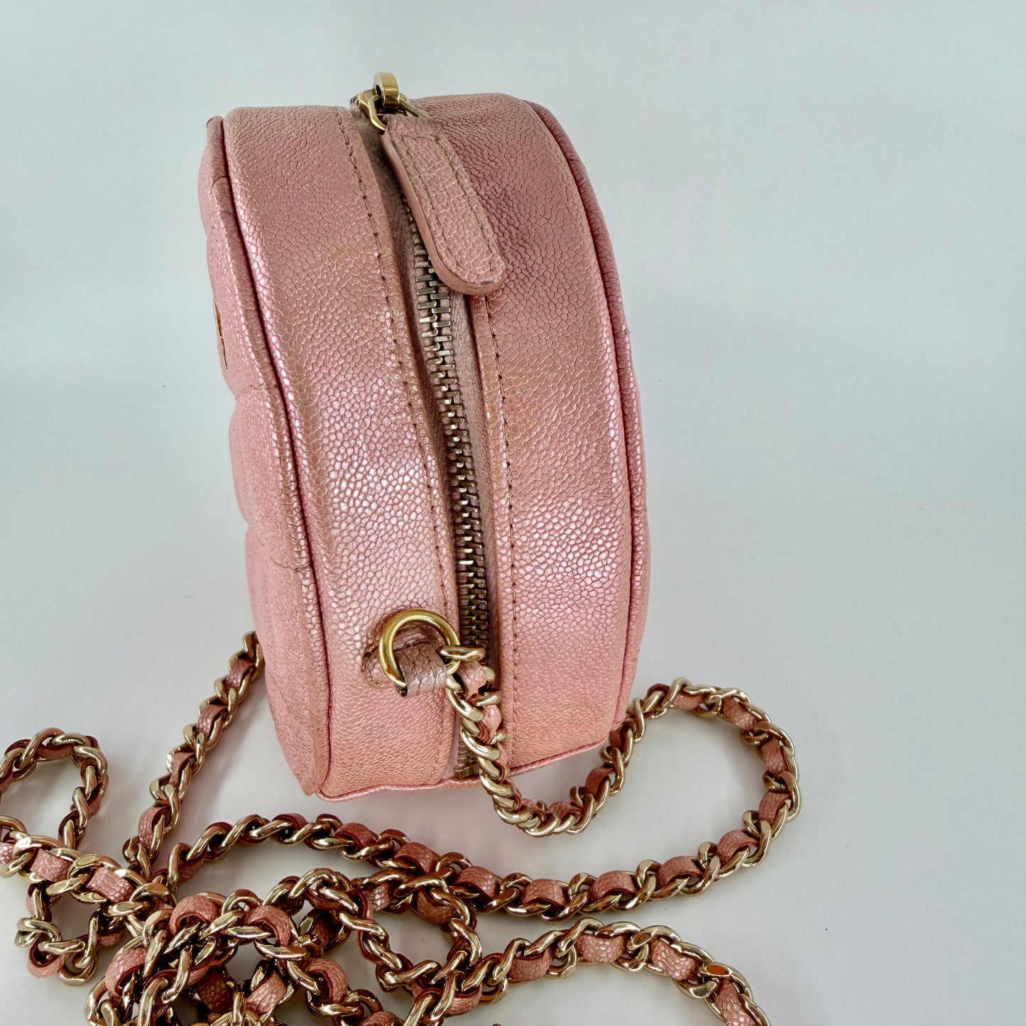 Chanel Pink Caviar Matelasse Round Crossbody