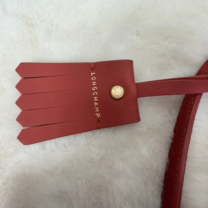 Longchamp Red Medium Tote with Tassel Accents