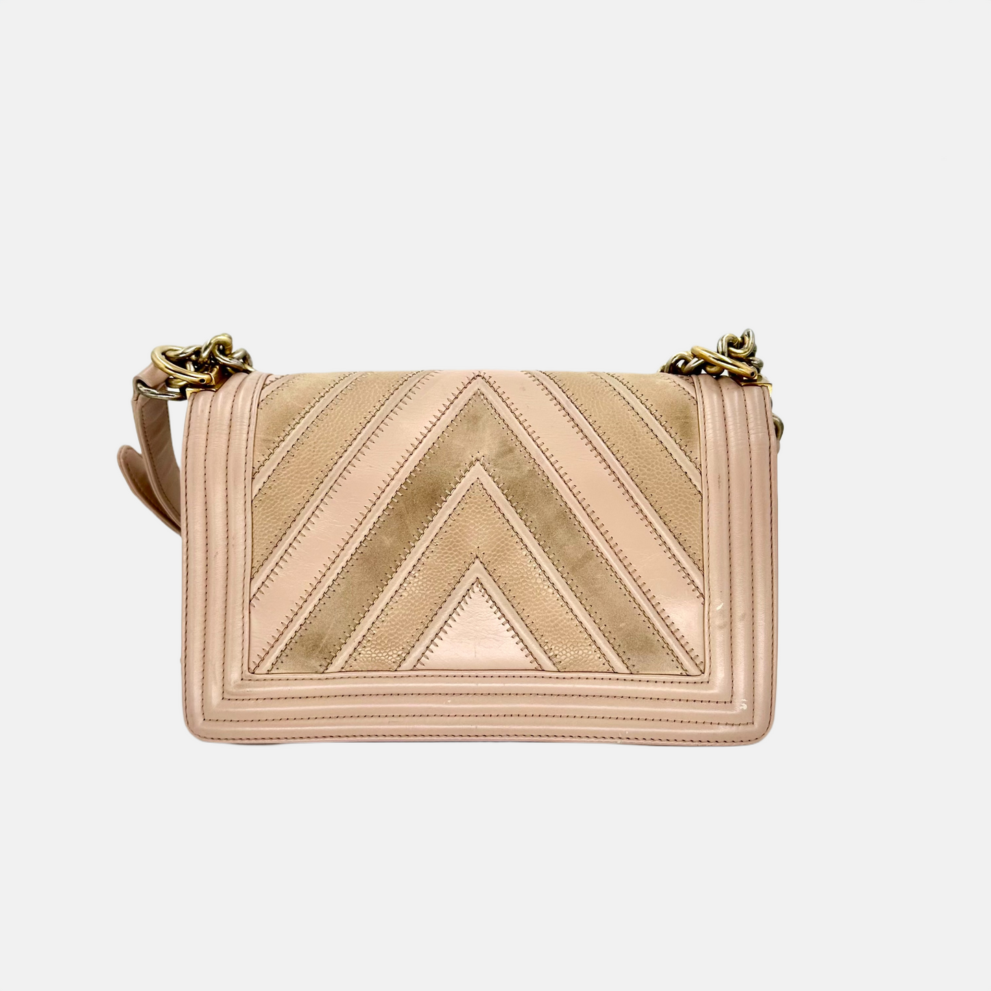 Chanel Pink Chevron Caviar/Calfskin Medium Boy Flap Bag