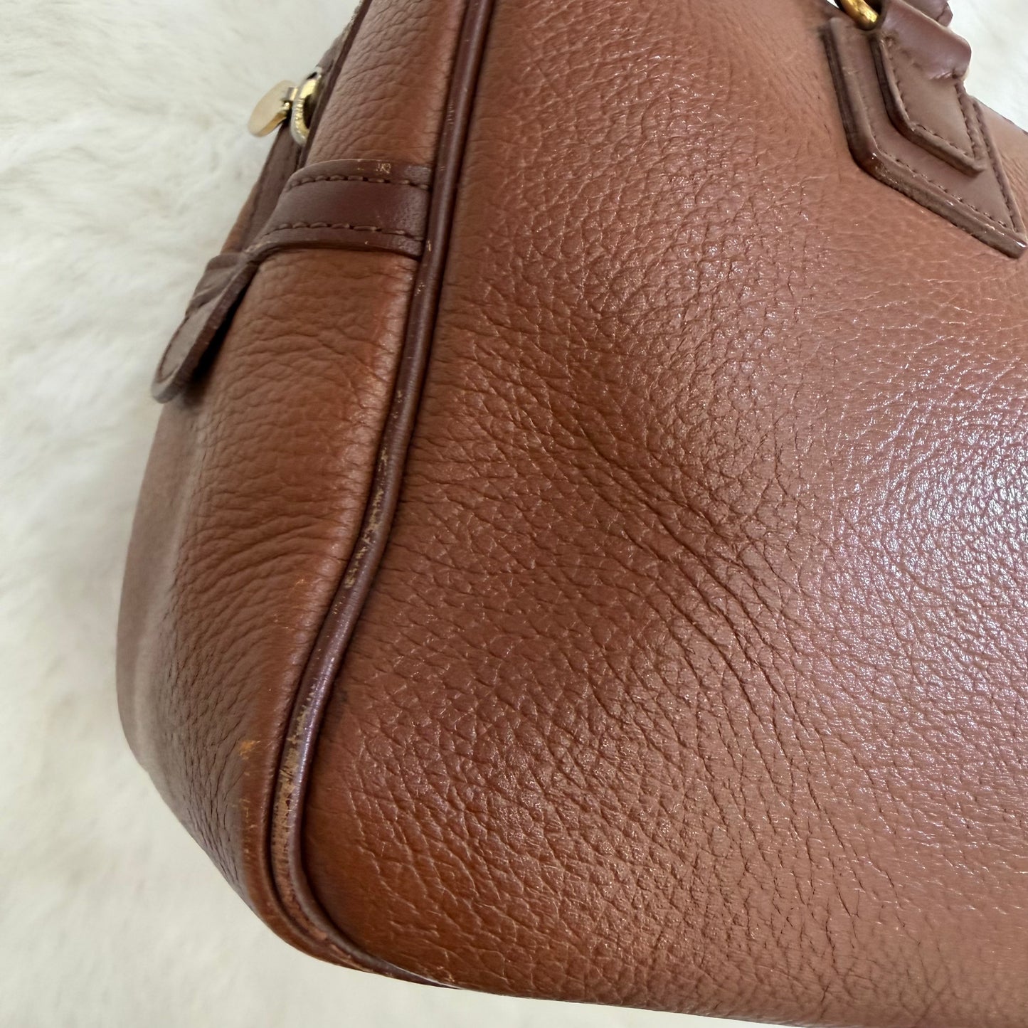 Burberry Brown Leather Boston Bag