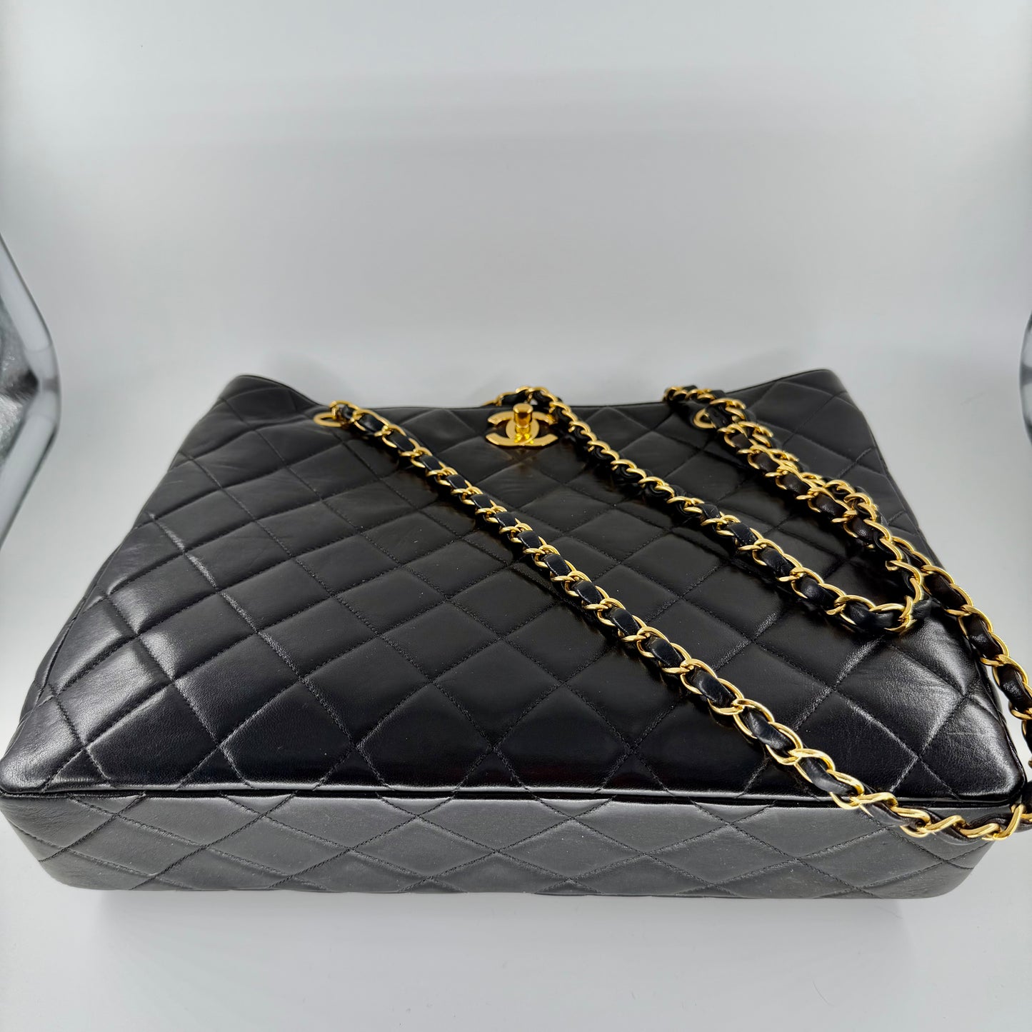 Chanel Black Matelasse Lambskin Tote