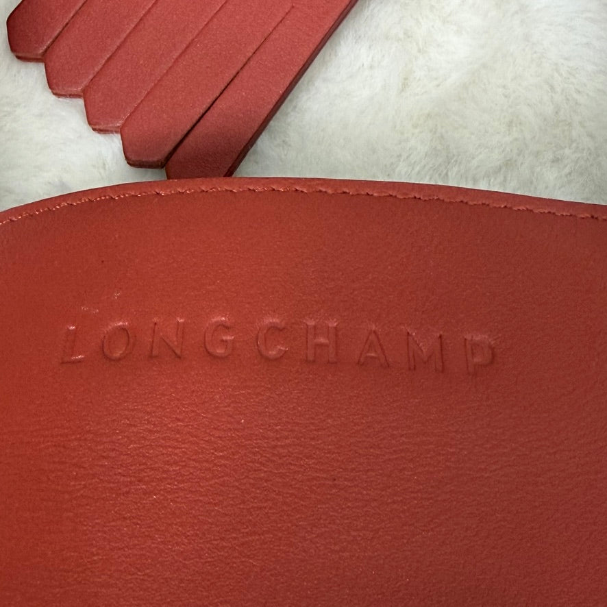 Longchamp Red Large Tote with Tassel Accents
