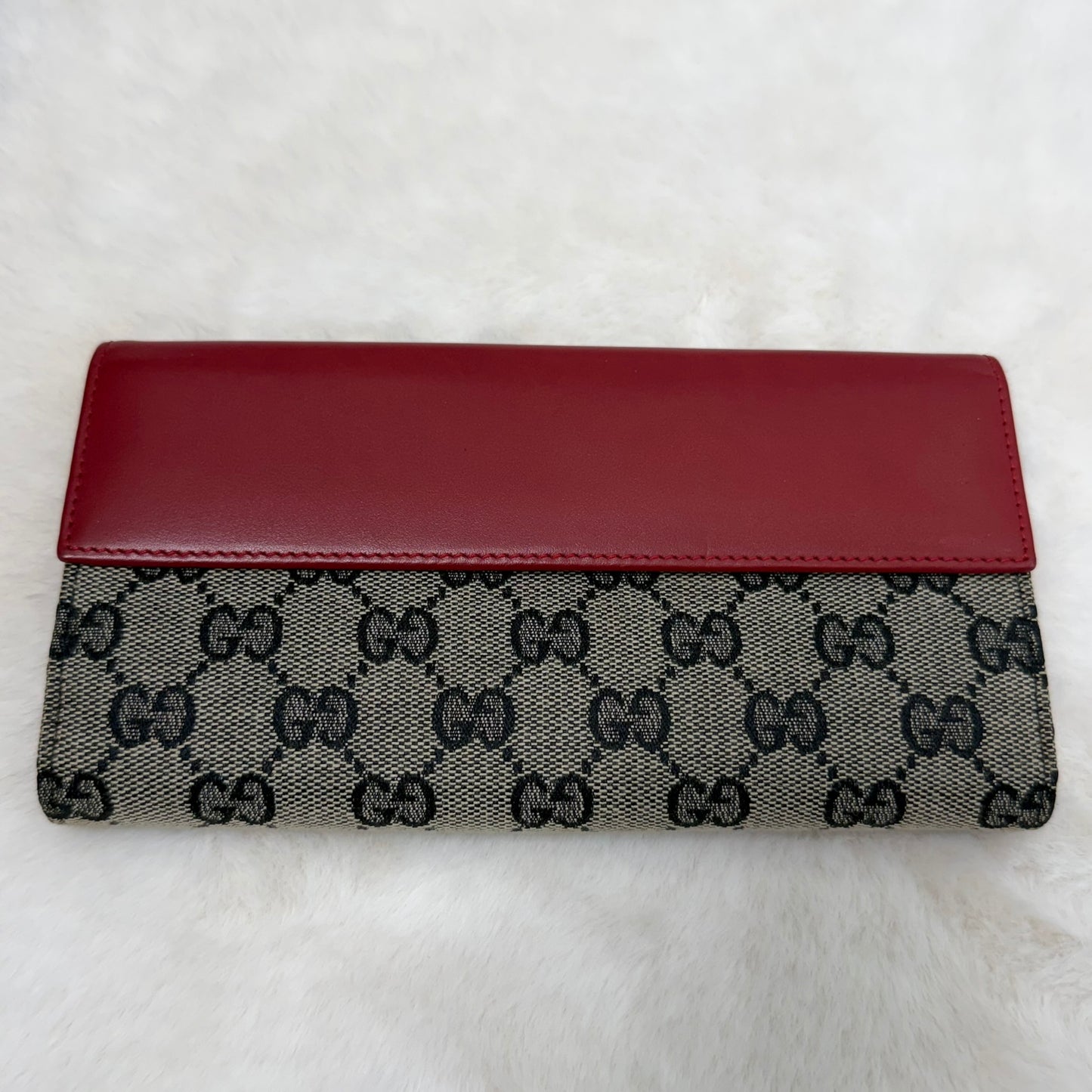 Gucci GG Monogram Red Jackie Vintage Long Wallet