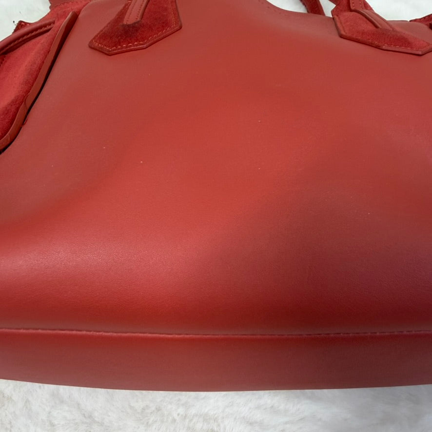 Longchamp Red Medium Tote with Tassel Accents