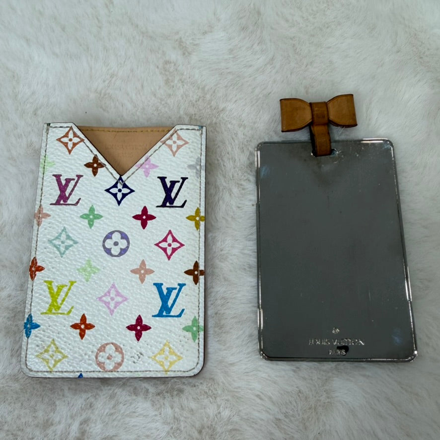 Louis Vuitton White Murakami Monogram Card Holder and Mirror