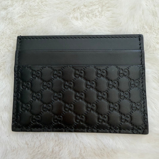 Gucci Micro Guccisima Black Leather Card Holder