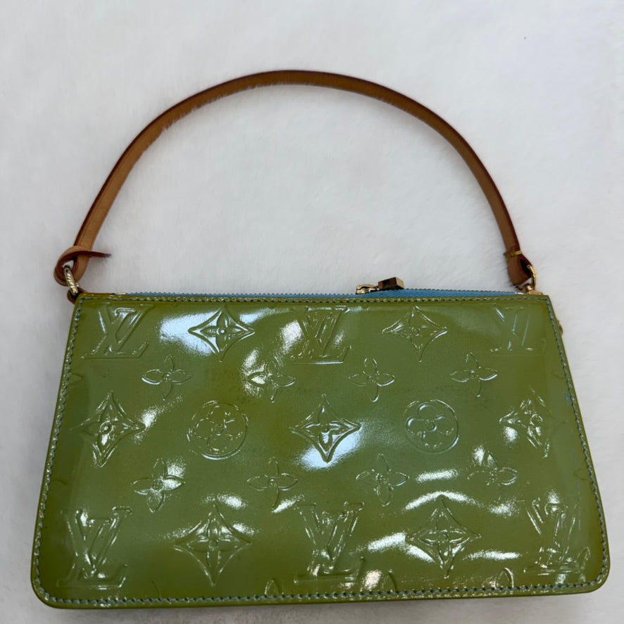 Louis Vuitton Green Vernis hand bag/ pouch