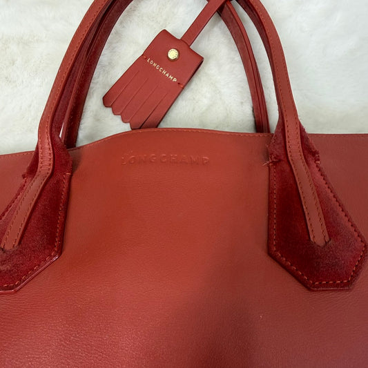 Longchamp Red Large Tote with Tassel Accents