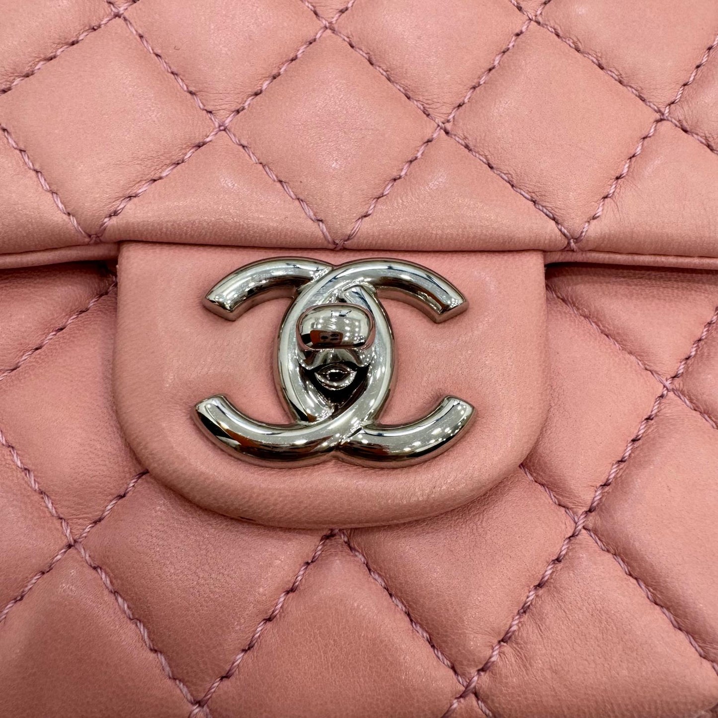 Chanel Double Flap, Medium Pink Lambskin shoulder / crossbody bag