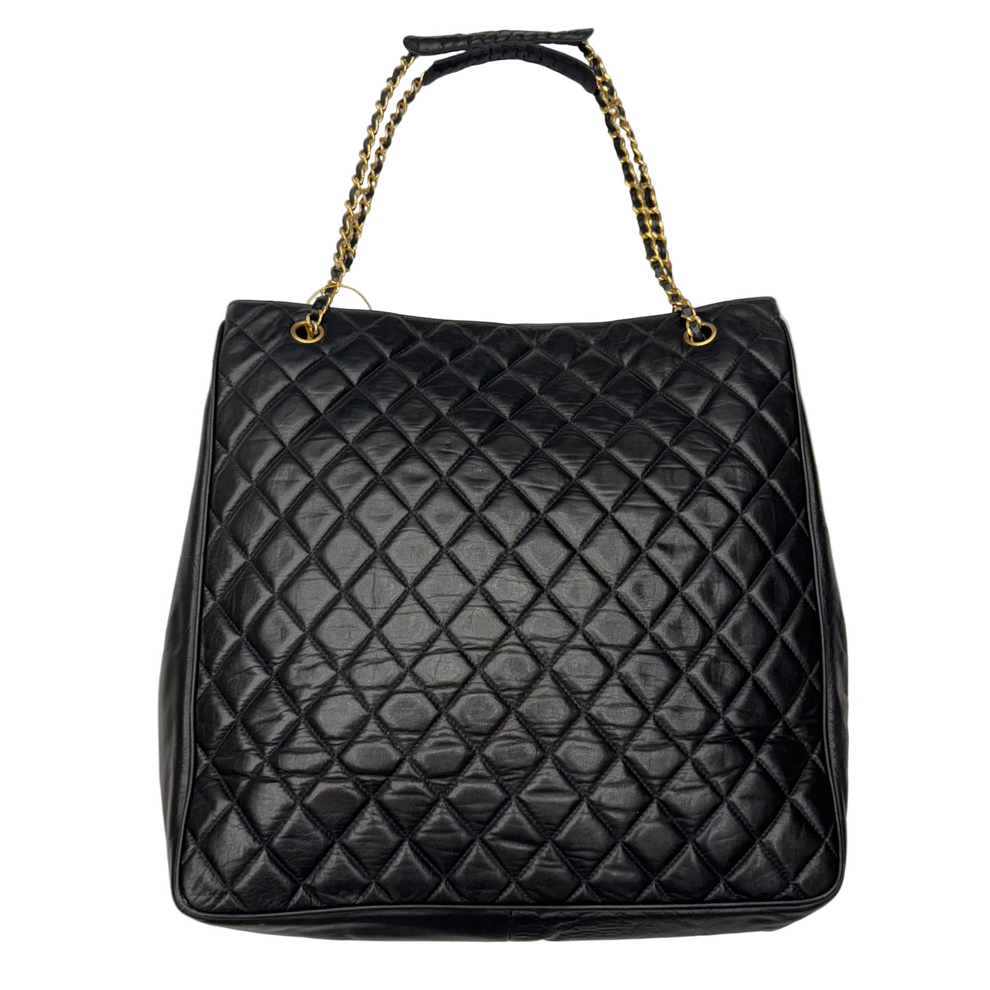 CHANEL Black Lambskin Quilted Tote/Shoulder Bag