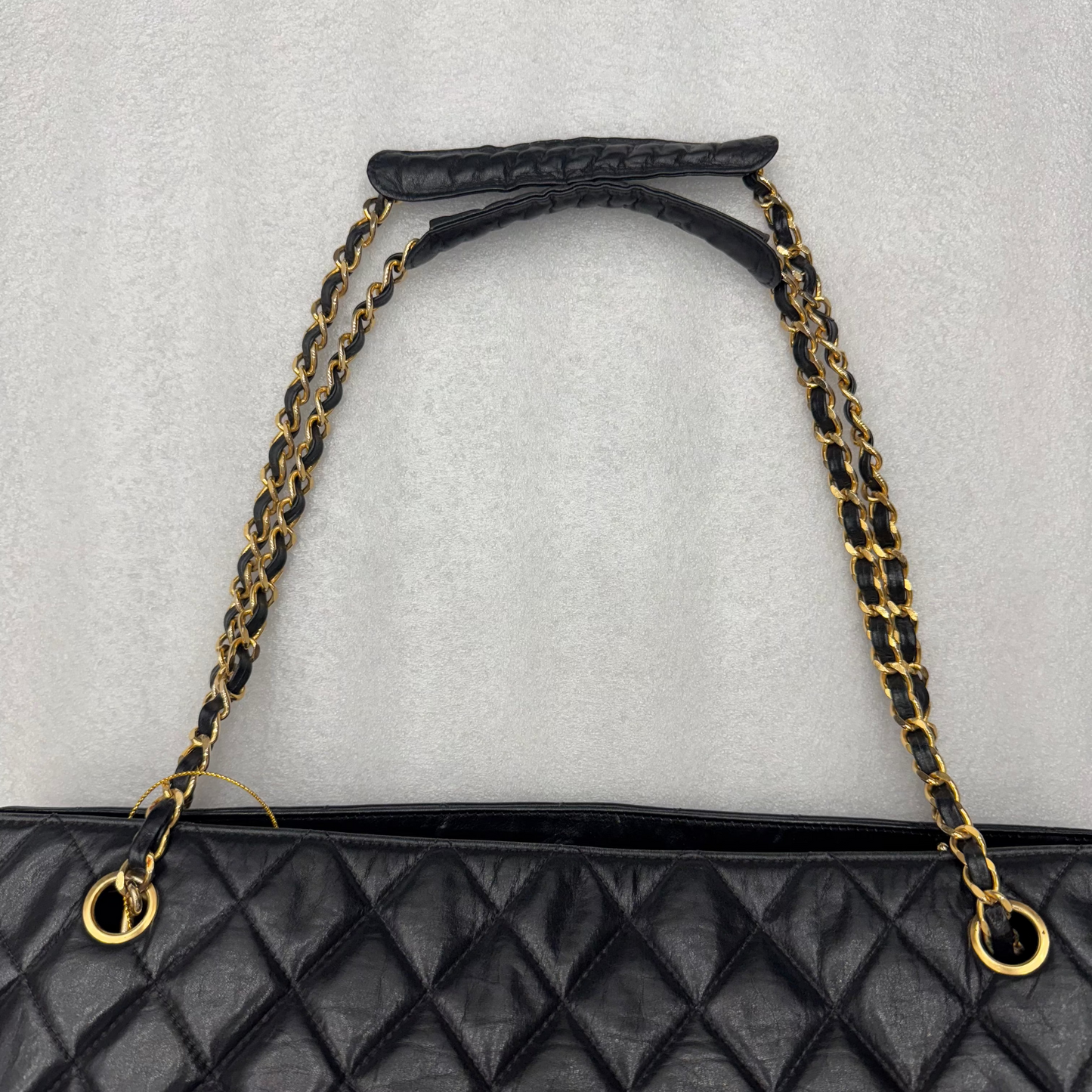 CHANEL Black Lambskin Quilted Tote/Shoulder Bag