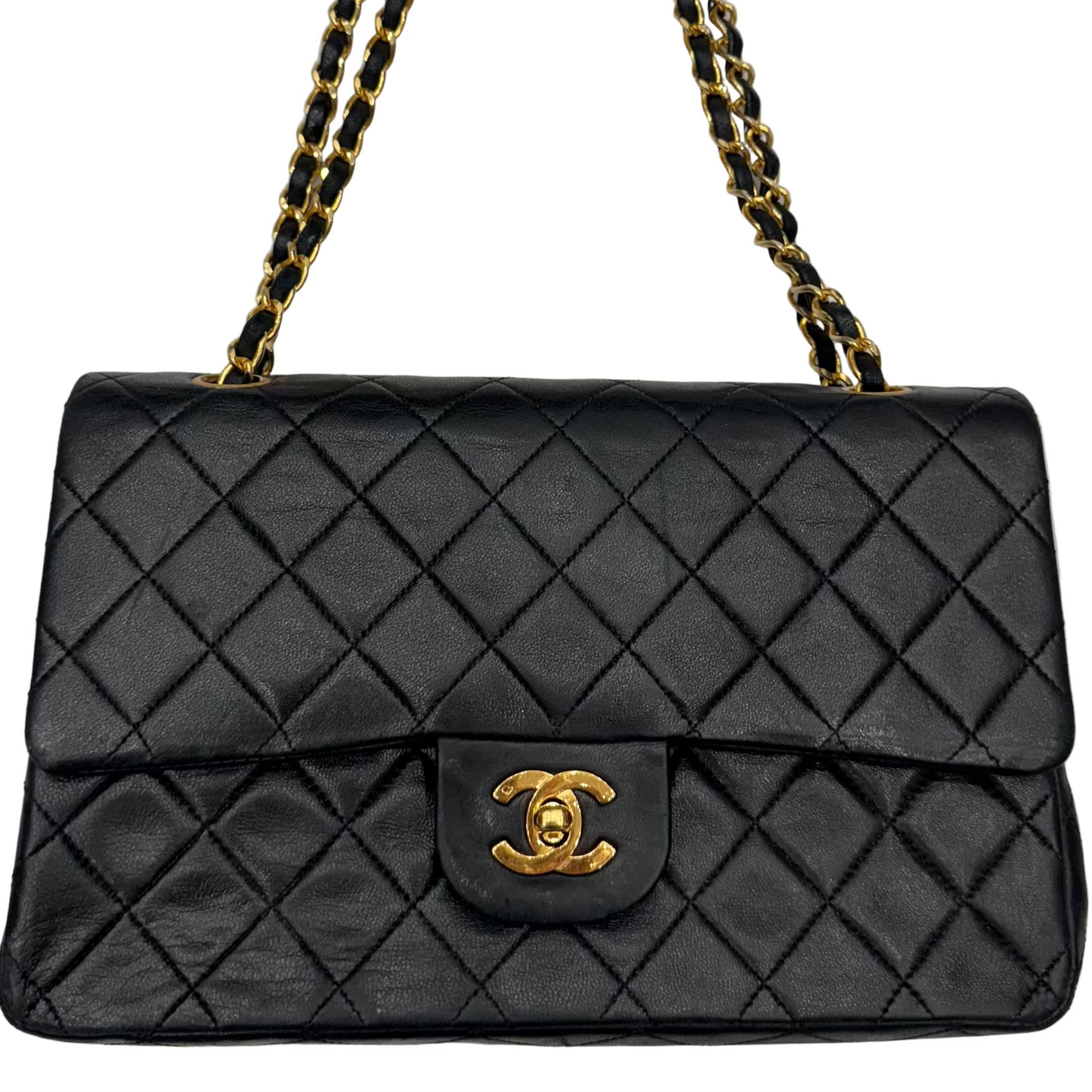 CHANEL Double Flap25 Quilted Lambskin w/Chain Shoulder Bag