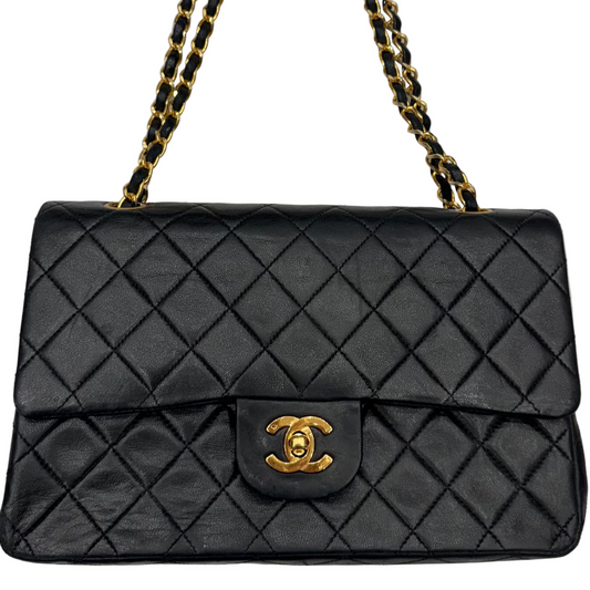 CHANEL Double Flap25 Quilted Lambskin w/Chain Shoulder Bag