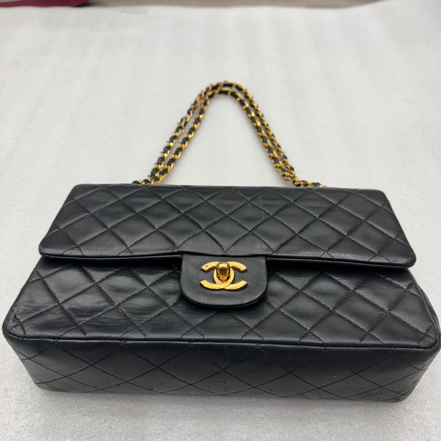 CHANEL Double Flap25 Quilted Lambskin w/Chain Shoulder Bag
