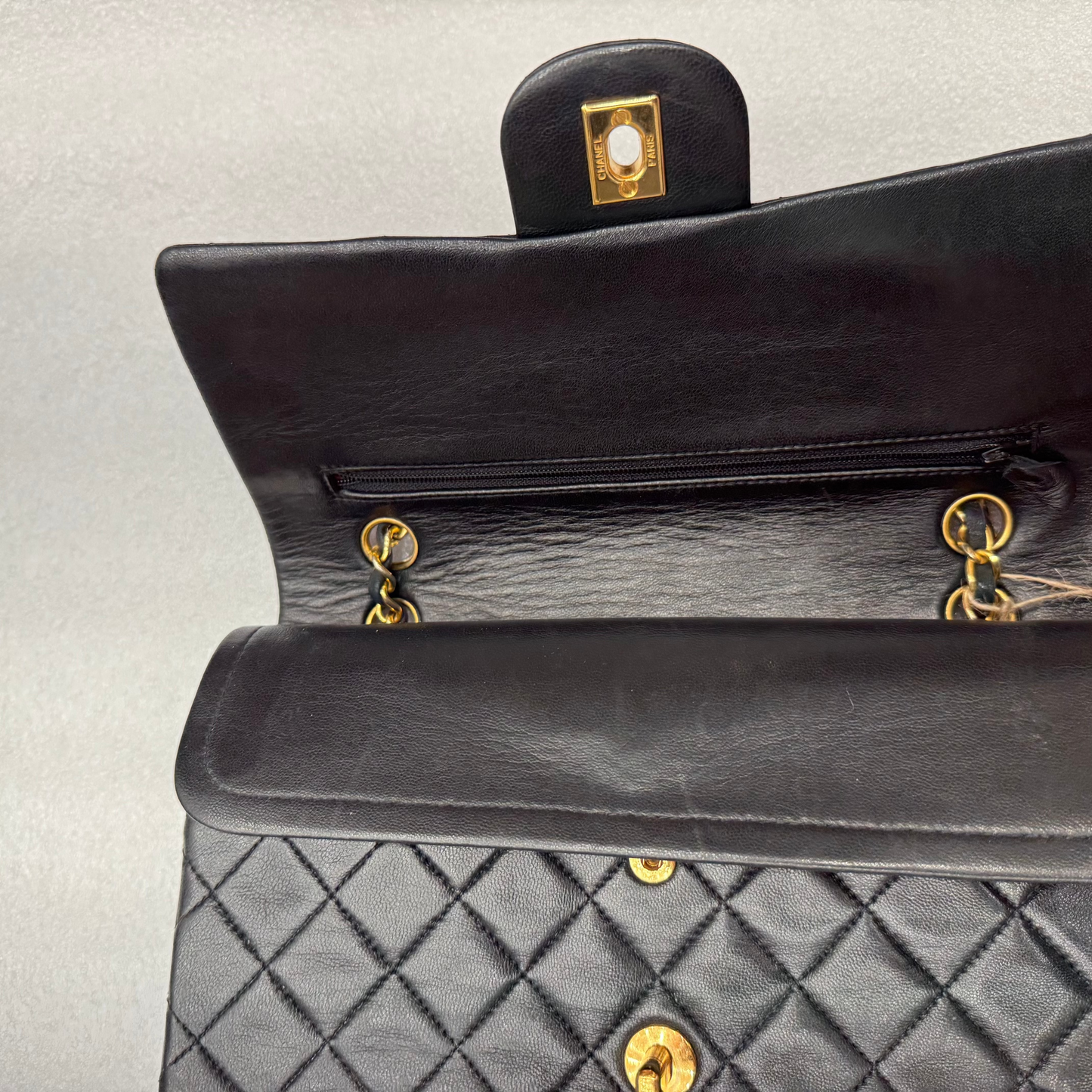 CHANEL Double Flap25 Quilted Lambskin w/Chain Shoulder Bag