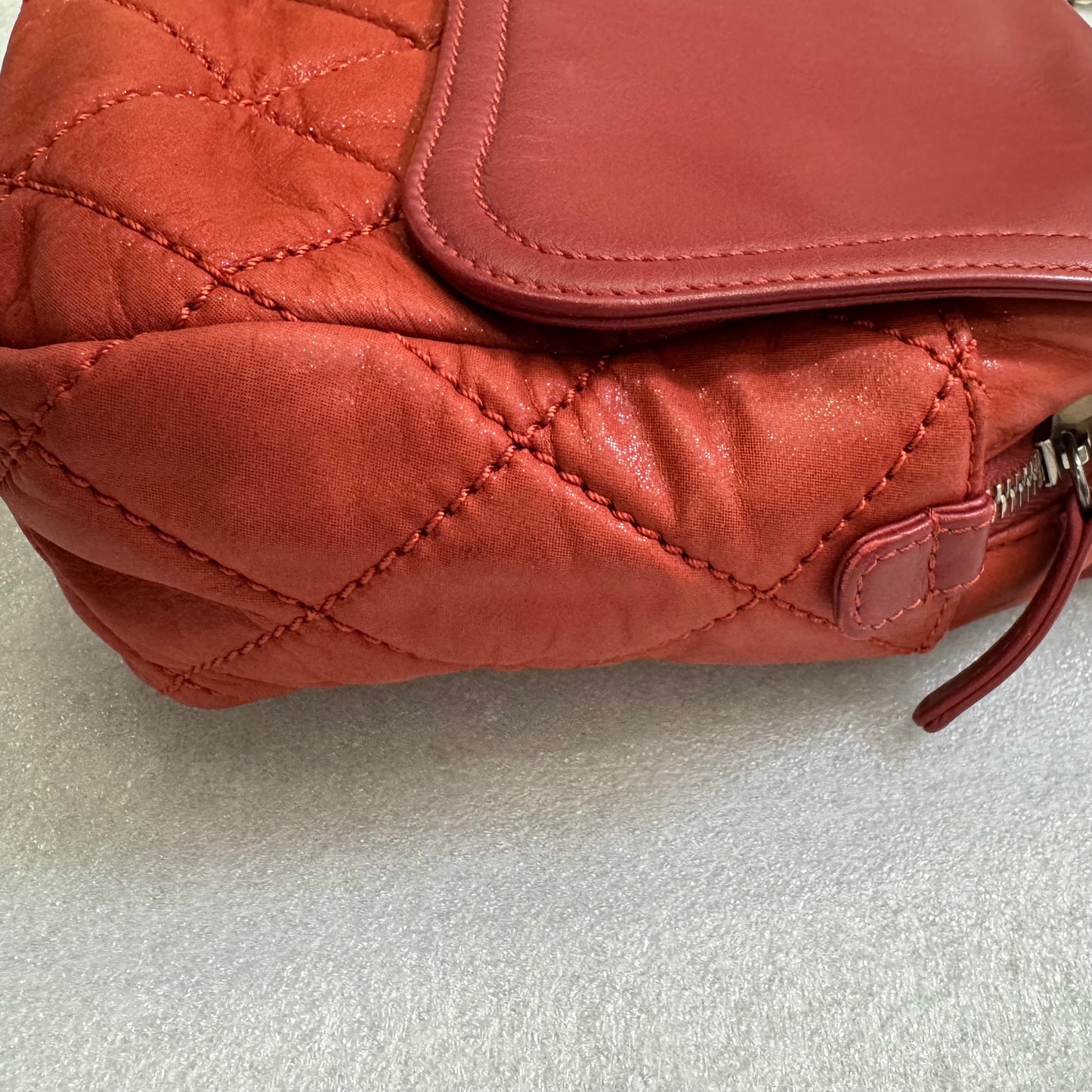 CHANEL Red Calfskin Shoulder Bag in the Mix Flap