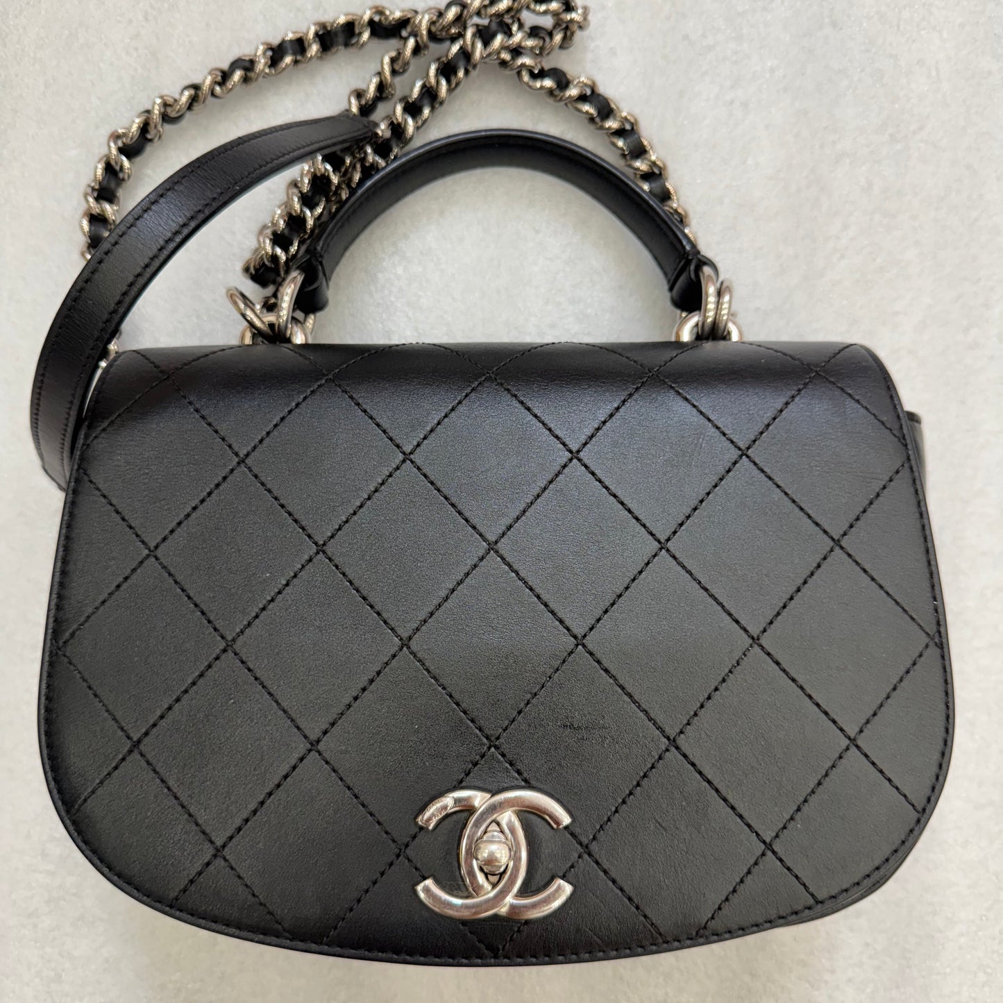 CHANEL Black Ring My Bag Top Handle/Crossbody Bag Calfskin