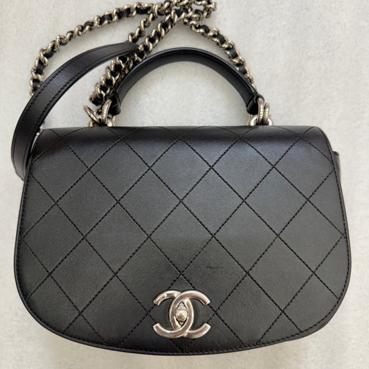 CHANEL Black Ring My Bag Top Handle/Crossbody Bag Calfskin