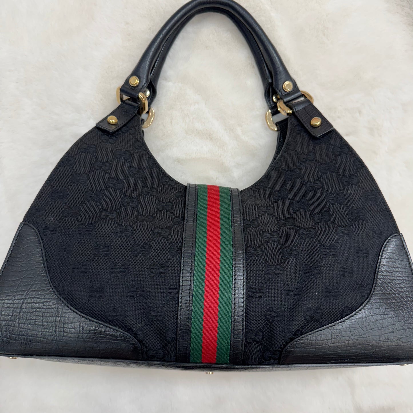 Gucci Black Monogram Junco Shoulder Bag