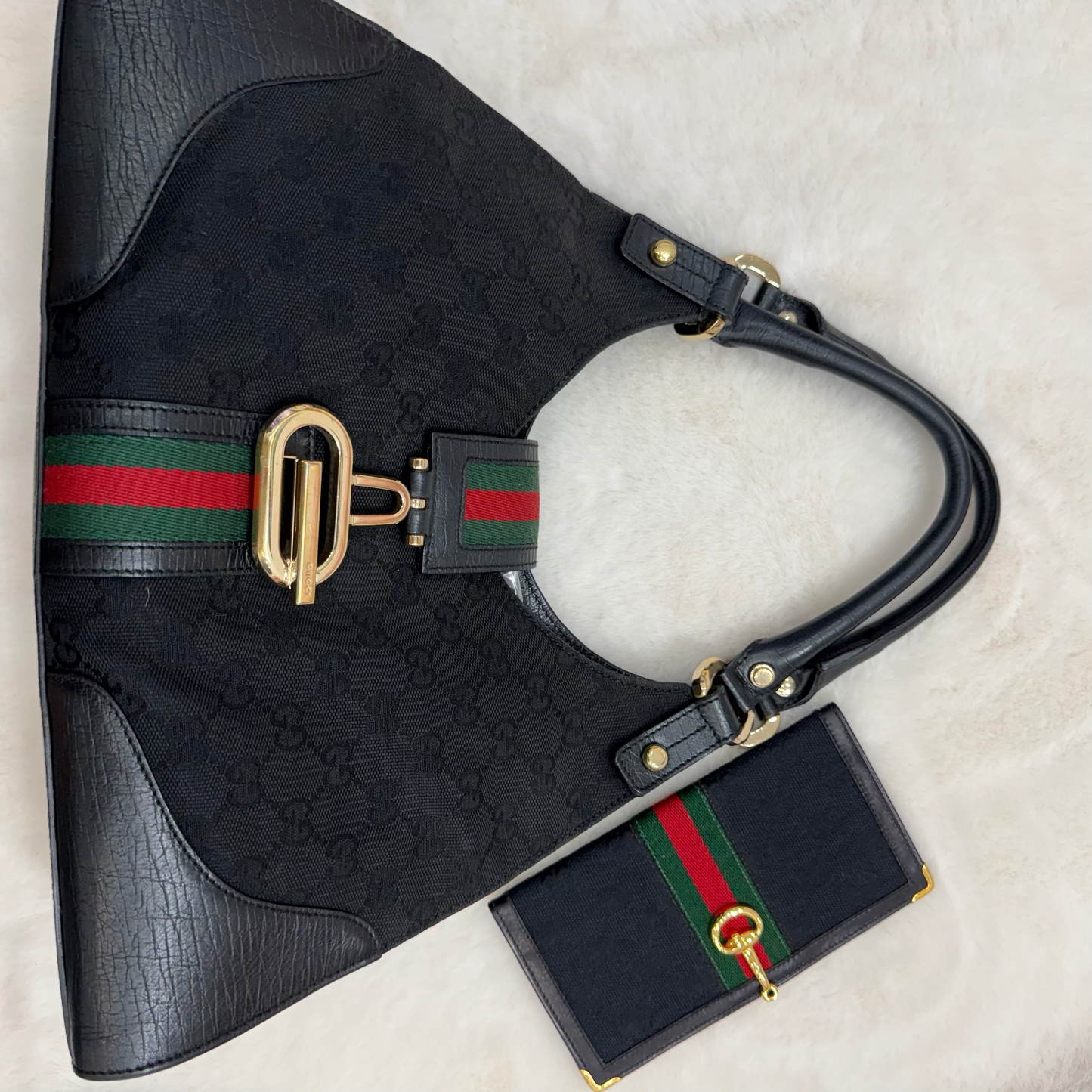 Gucci Black Monogram Junco Shoulder Bag