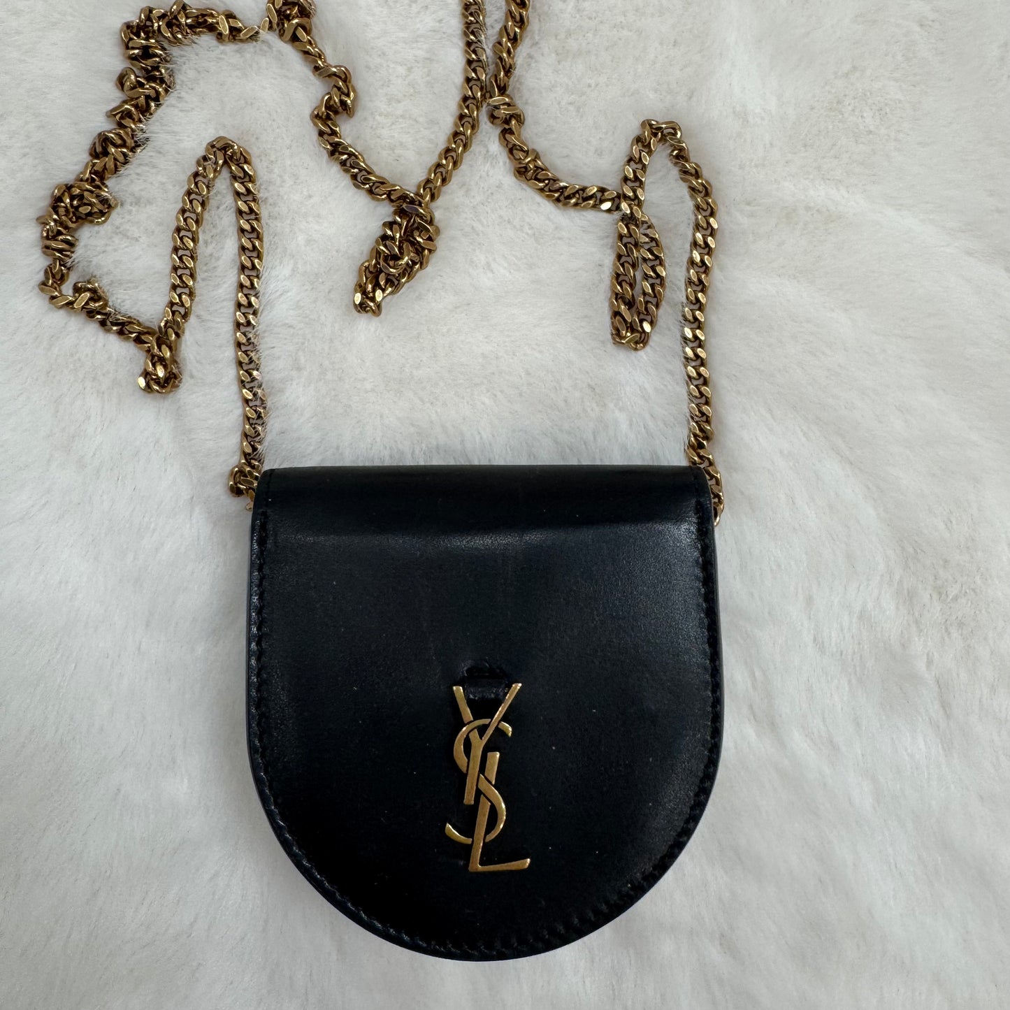 Yves Saint Laurent Black Calfskin Leather Coin Purse