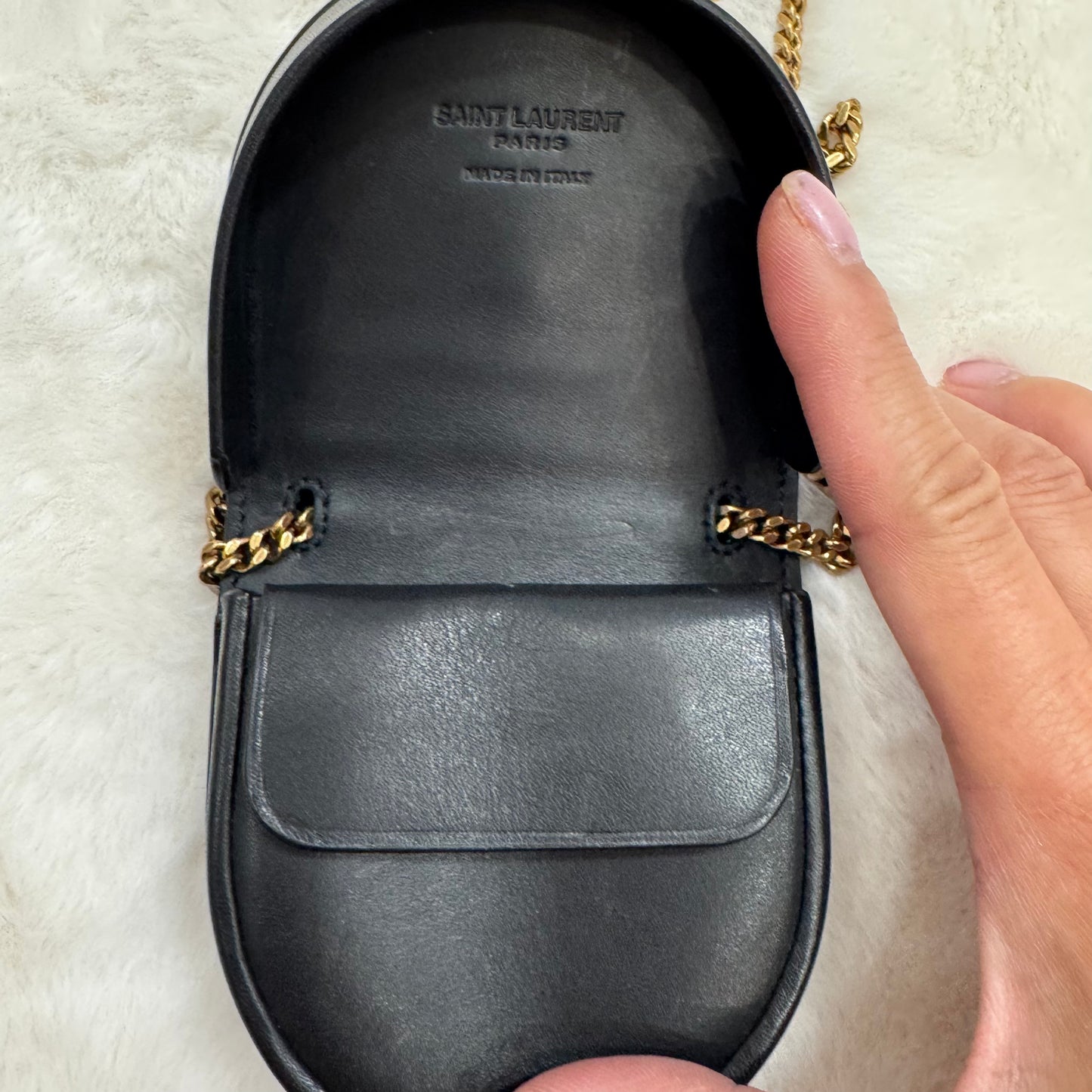 Yves Saint Laurent Black Calfskin Leather Coin Purse