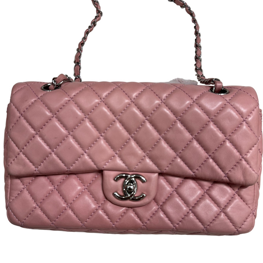 Chanel Double Flap, Medium Pink Lambskin shoulder / crossbody bag