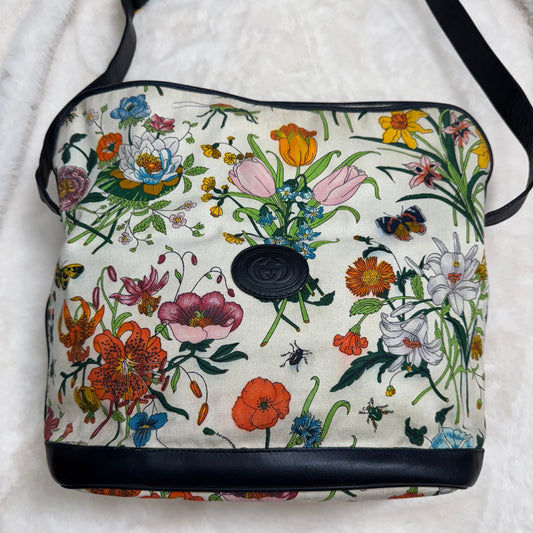 Gucci Floral Canvas Shoulder Bag