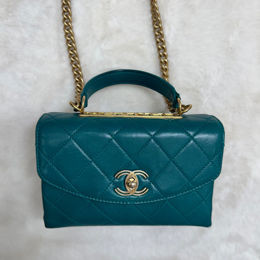 CHANEL Green Spirit Top Handle Crossbody Bag