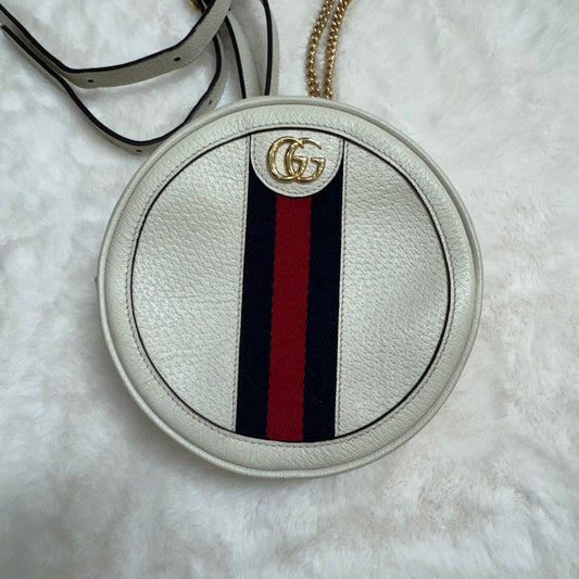 Gucci White Ophidia Round Backpack with Sherry Line
