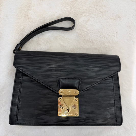 Louis Vuitton Black Epi Dragonne Clutch