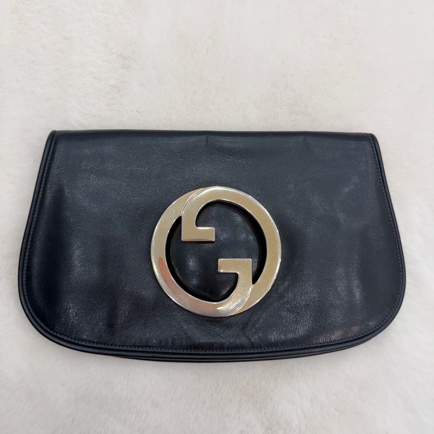 Gucci black/silver interlocking GG Clutch