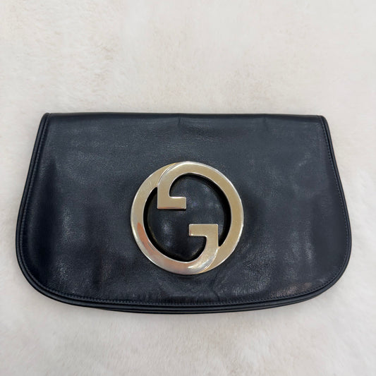 Gucci black/silver interlocking GG Clutch