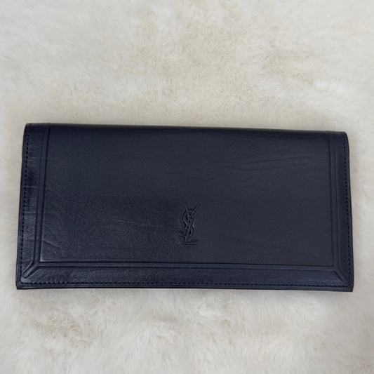 Yves Saint Laurent Dark Navy Leather Long Wallet