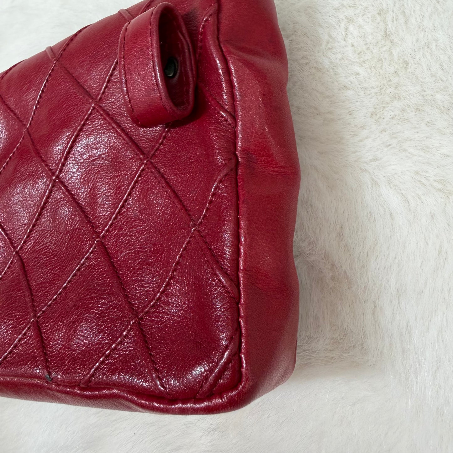 CHANEL Red Quilted Matelasse CC Logo Lambskin Waist Bag
