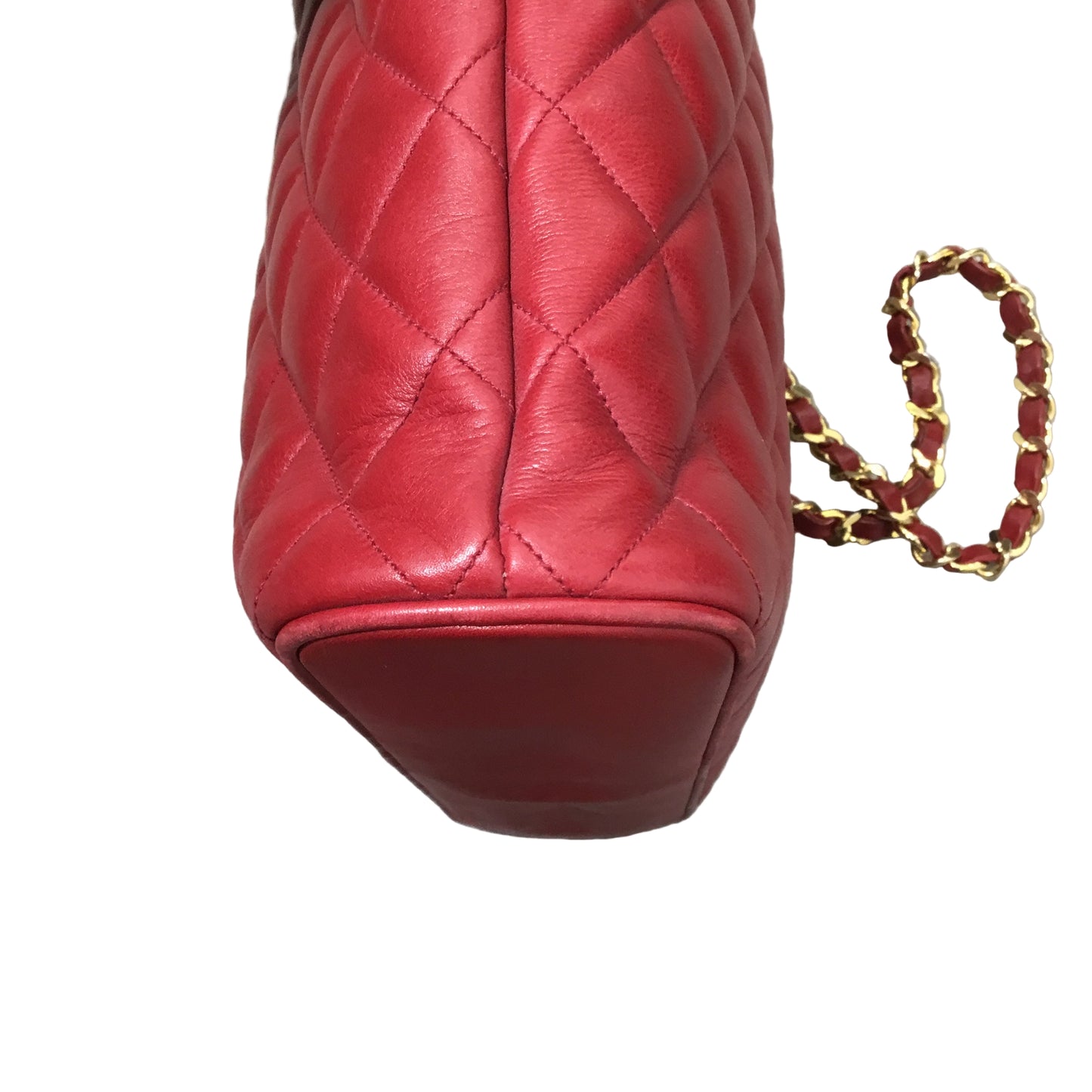 CHANEL Red Quilted Lambskin Runway Mid Strap Tote/Crossbody/Shoulder Bag